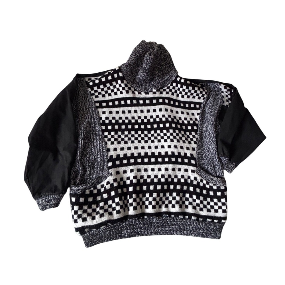 Black and White Turtleneck Sweater